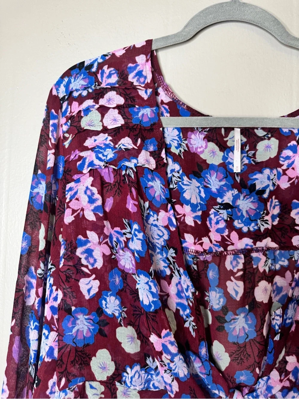 Free People Floral Maybel Blouse in the Shiraz Combo Colorway Size Medium